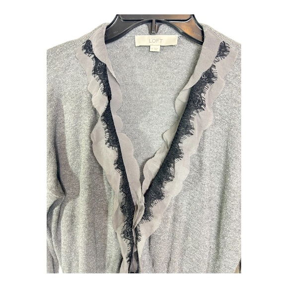 Ann Taylor LOFT Soft Cotton Gray  Cardigan Long Sleeve Size Medium B551 - Picture 5 of 5